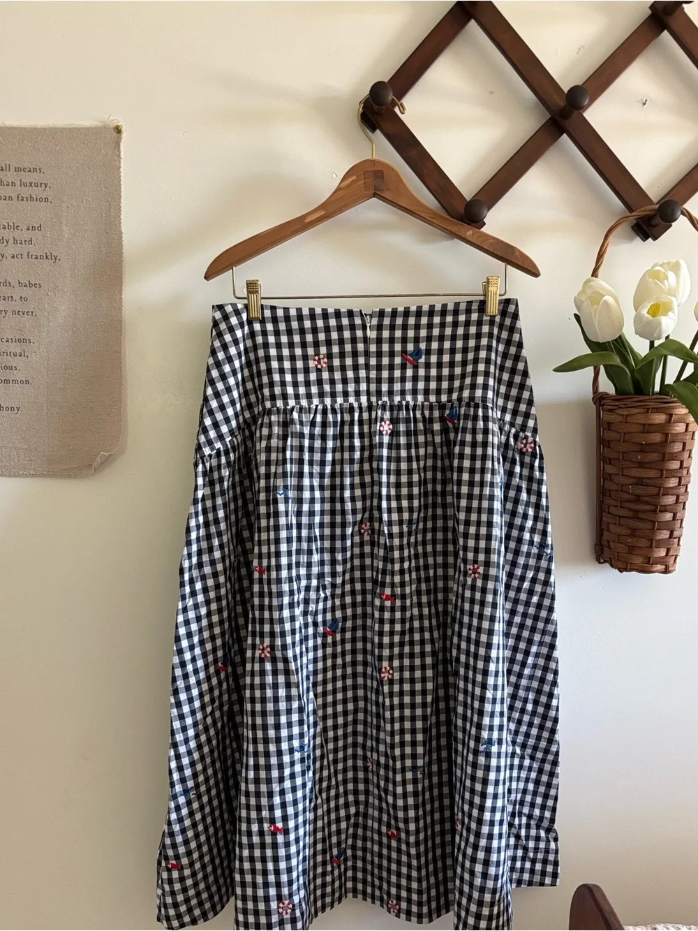 ginham midi skirt